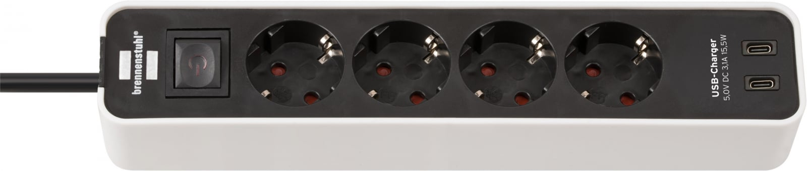 prelungitor brennenstuhl ecolor 4 prize, 2xusb-c, 1.5m negru alb - imagine 5